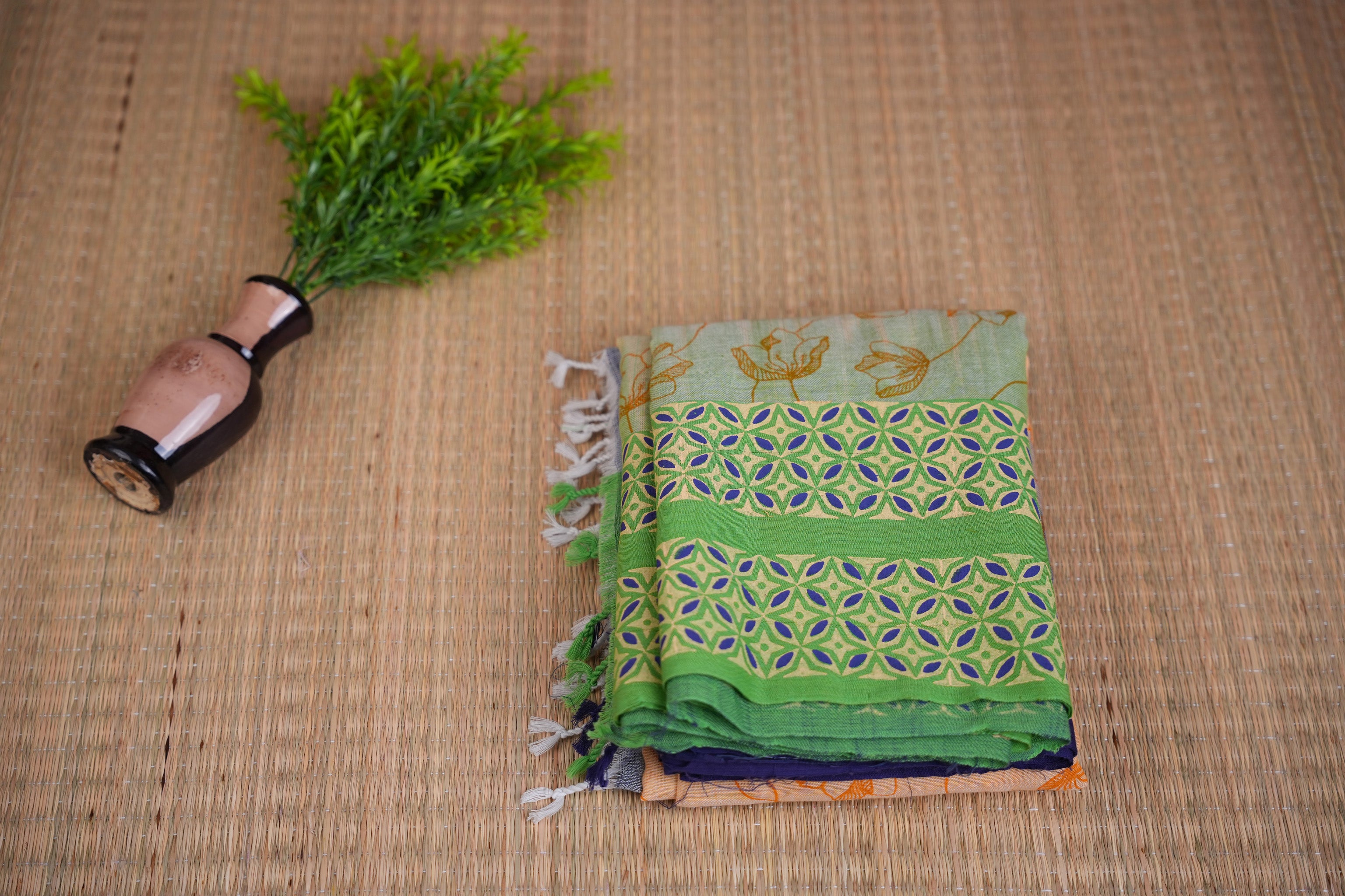 Manjari Cream, Green & Blue