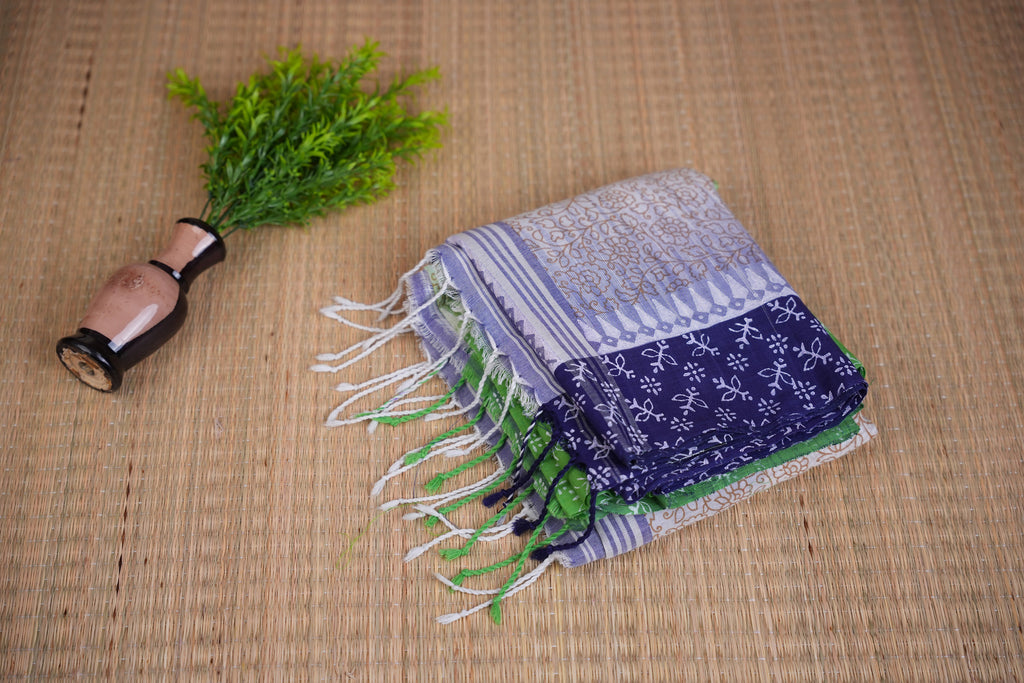 Manjari White Green & Blue