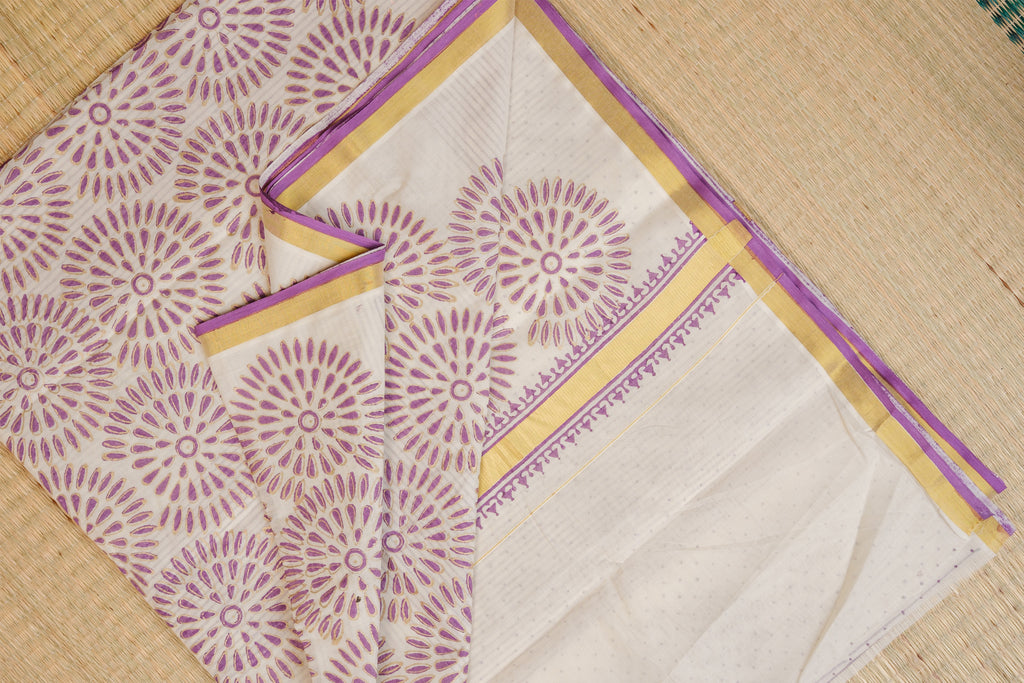Kasavu Purple Half & Half