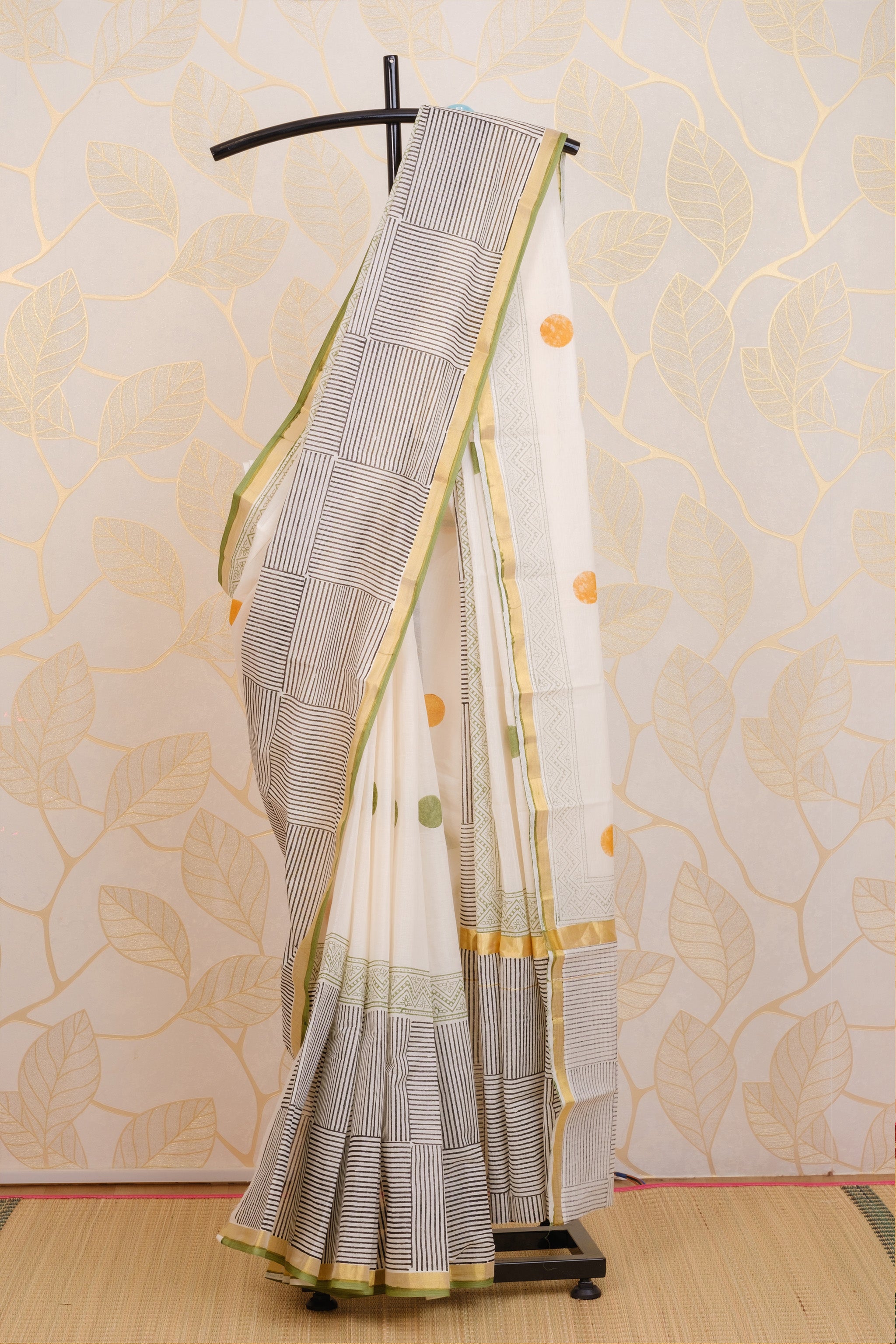 Kasavu Olive Green and Mustard