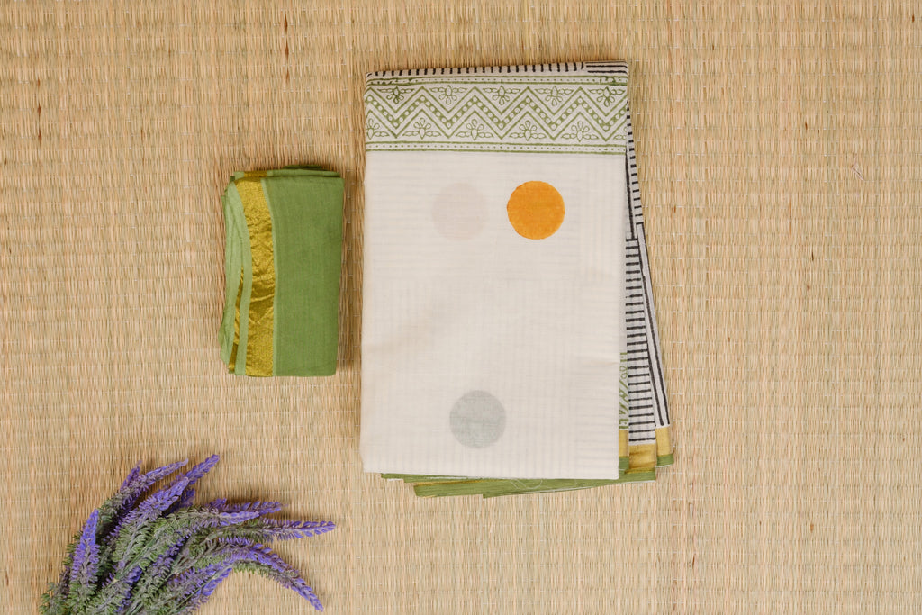 Kasavu Olive Green and Mustard