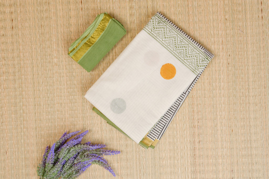 Kasavu Olive Green and Mustard
