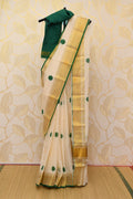 Kasavu Green and Mustard Big Polka