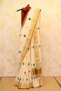 Kasavu Rust and Green Big Polka