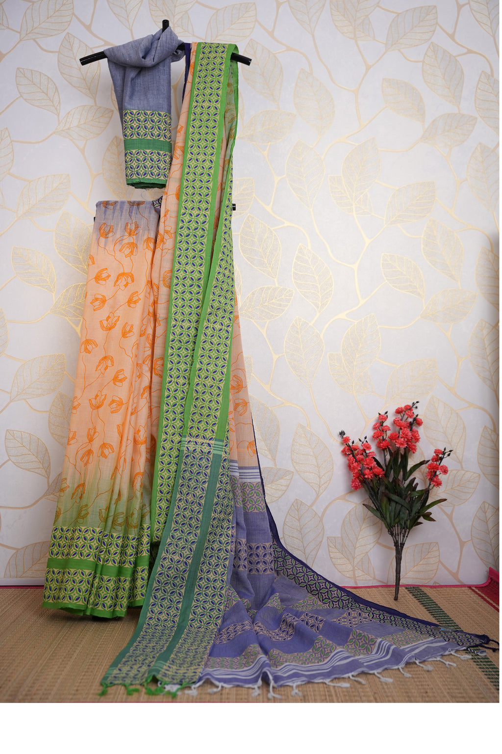 Manjari Cream, Green & Blue